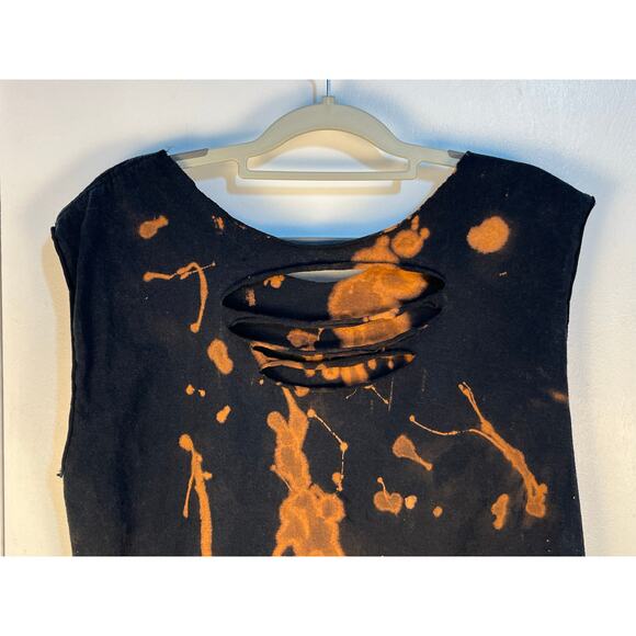 VTG Upcycled Thrasher T-Shirt Medium Black Bleach Distressed Grunge Festival - Picture 5 of 6
